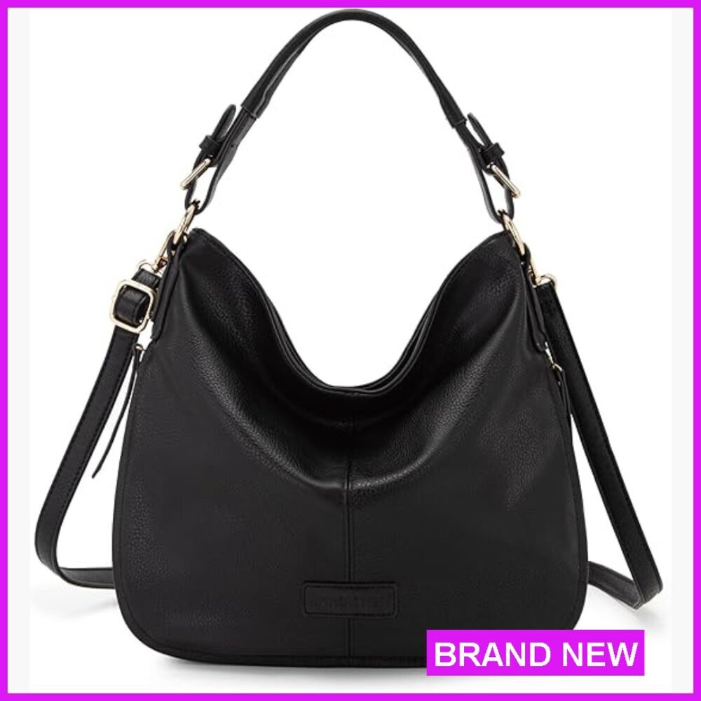 Slouchy Hobo Shoulder Bag Vegan Leather Casual Western Style Adjustable Strap